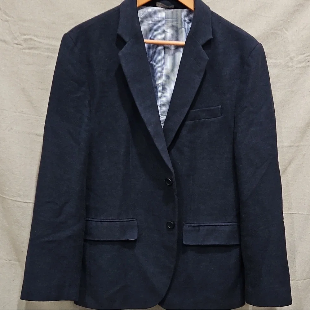 Banana Republic 40R Blue Solid Slim Fit Stretch Twill Blazer 2-Button Notch